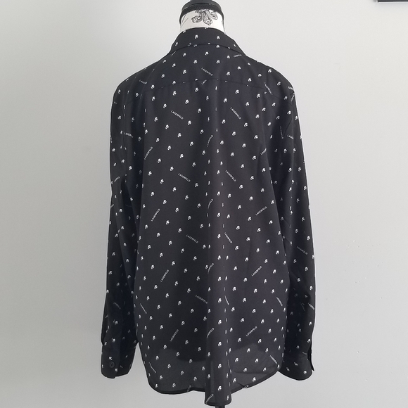 Karl Lagerfeld Black and White Sheer Logo Blouse XL - Picture 4 of 6